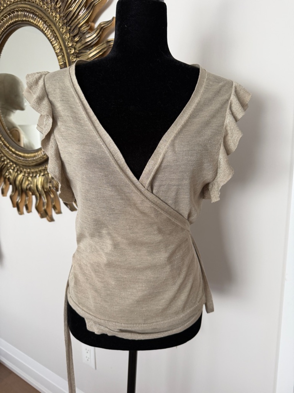 Banana Republic Wrap Top with Ruffle Sleeves - Taupe